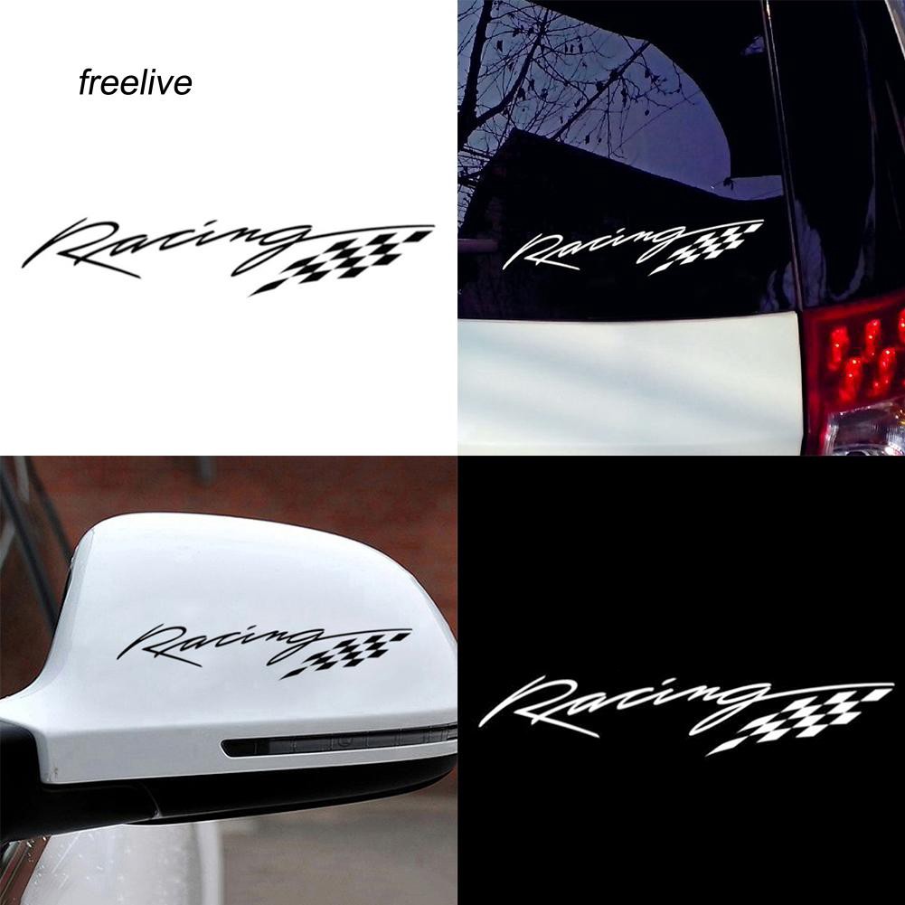 Decal dán trang trí hình lá cờ đua xe phản quang sáng tạo