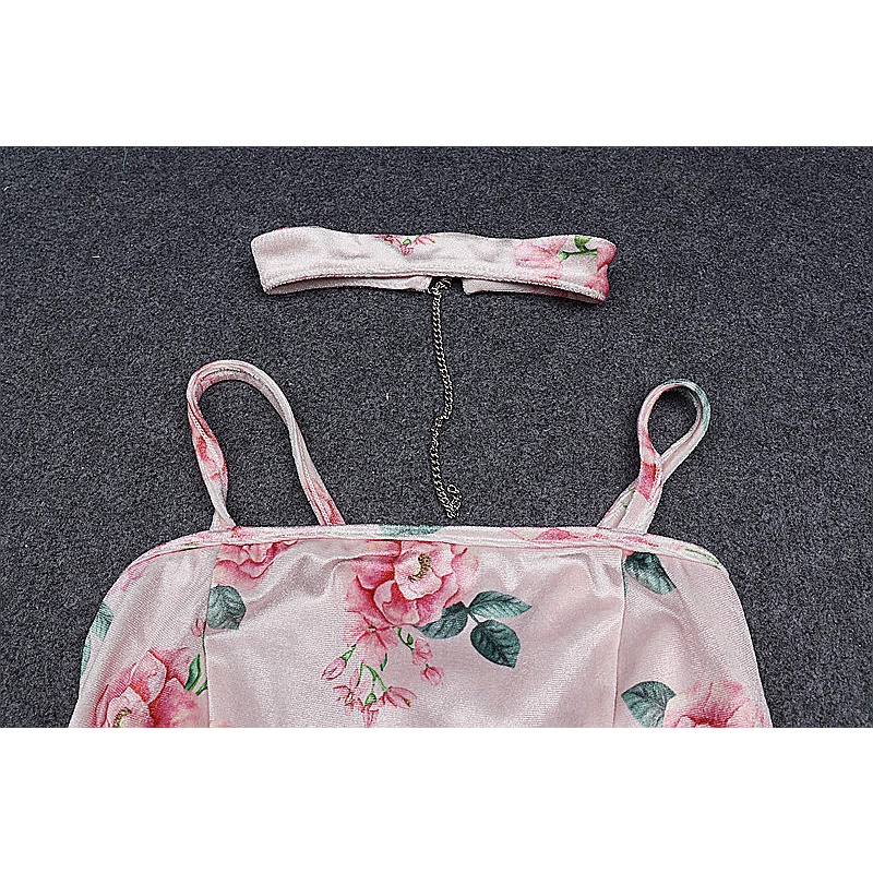 Đầm Hai Dây Xẻ Tà Hở Lưng In Họa Tiết Hoa Thời Trang Quyến Rũ Cho Nữ