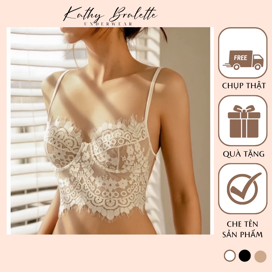 M02 Áo Bra Ren Bralette Áo Bra Ren Mềm Mại Có Gọng Nâng Ngực Mút Mỏng Sexy Gợi Cảm Corset