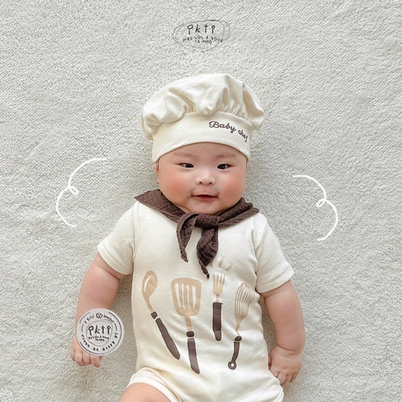 Set suit body đầu bếp Hàn Quốc cho bé