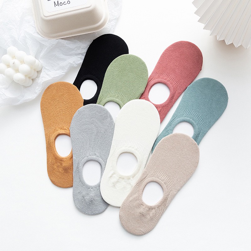 Vớ lười nữ, tất nữ một màu đơn giản xinh xắn chất liệu cotton co dãn thoáng mát