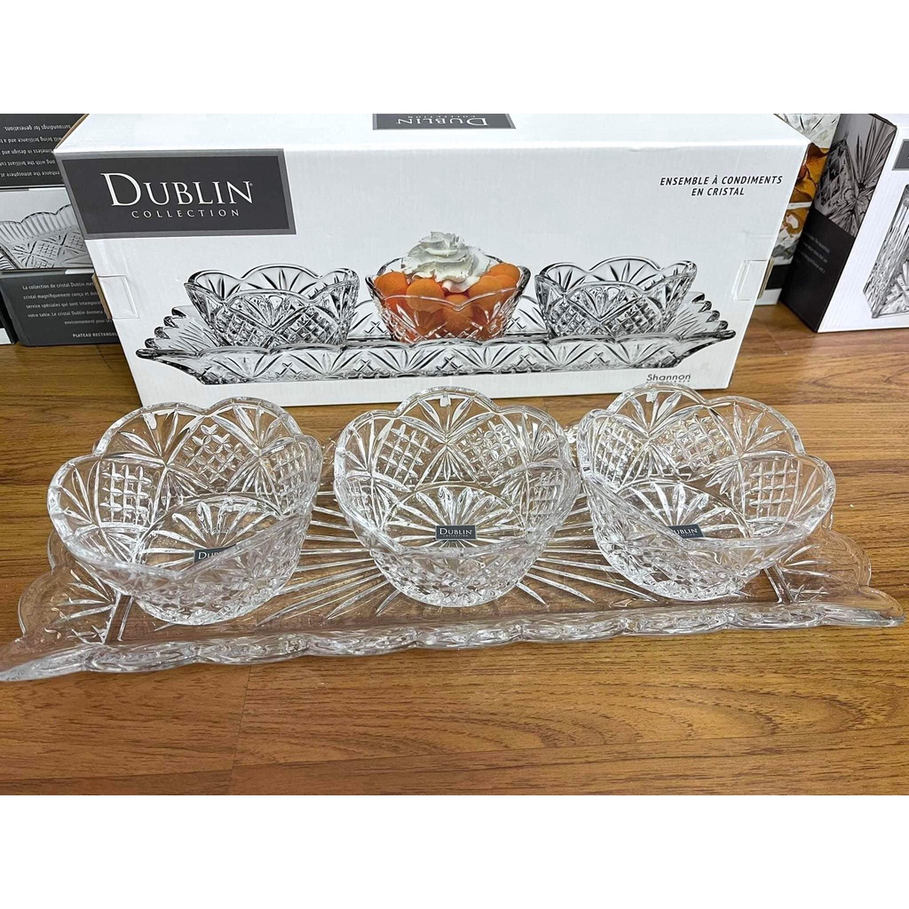 Set Pha Lê Dublin 3 Bát Kèm 1 Khay