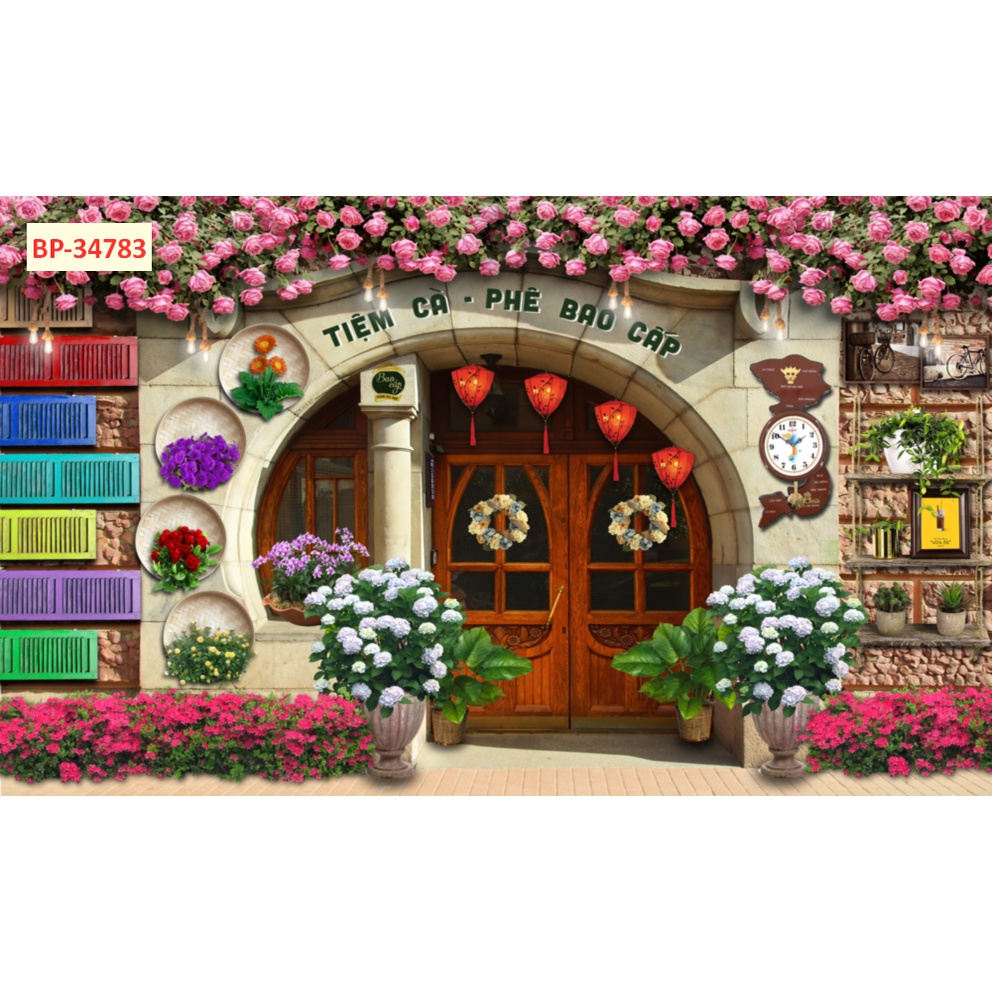 Tranh dán tường 3dcho quán cafe,nhà hàng