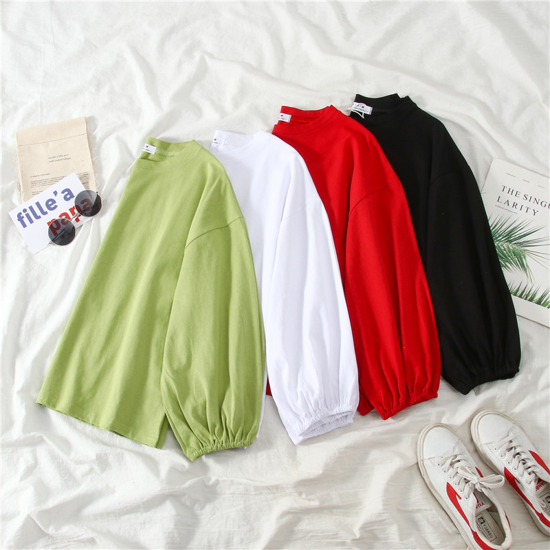 2020 new Korean style loose white top long sleeve T-shirt Women Clothes Tops and Blouse | BigBuy360 - bigbuy360.vn