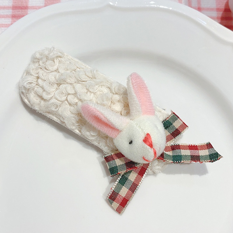 Flgo Kẹp Tóc Trang Điểm Hình Thỏ Hoạt Hình Bằng Vải Lông Cho Nữ