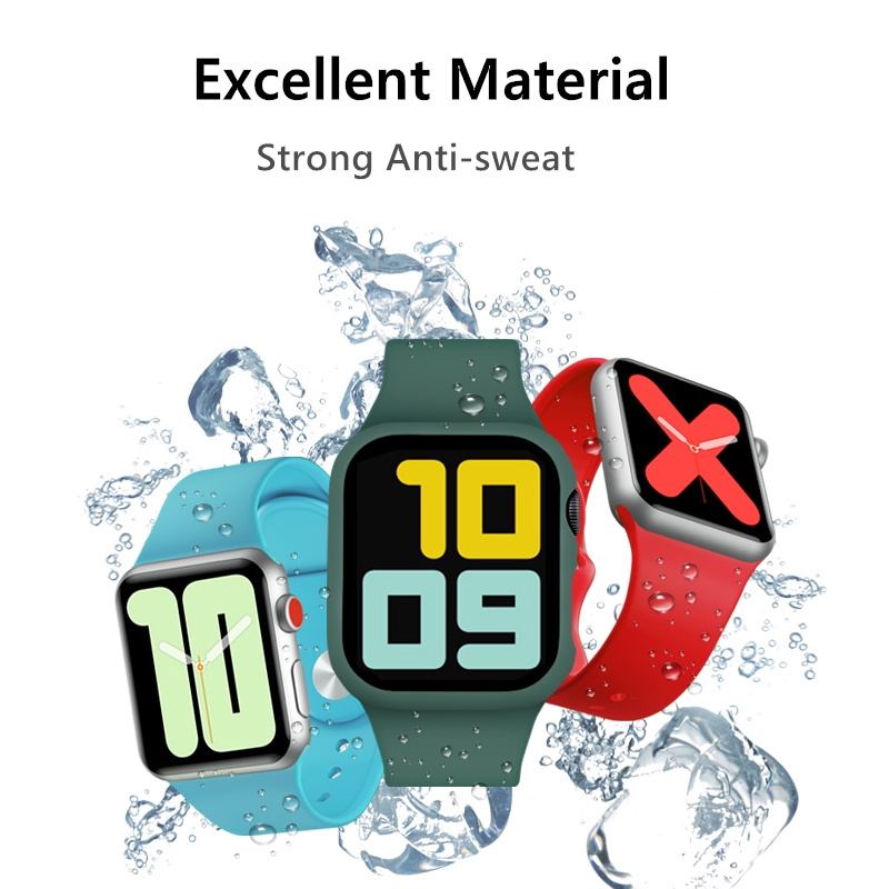 Silicone Rubber Sports For iWatch Series 7 6 SE 5 4 3 2 1 Bracelet Apple Watch Size 41mm 45mm 44mm 42mm 40mm 38mm