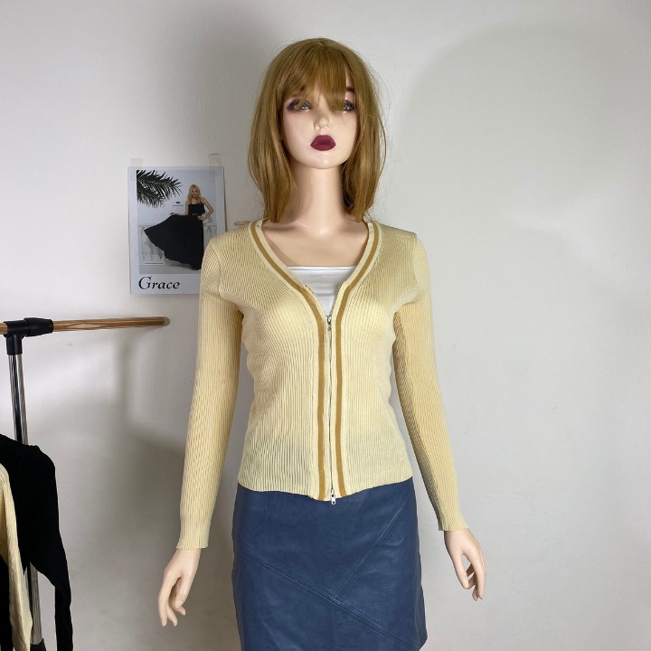 Áo khoác cardigan nữ len quảng châu khoá kéo hai chiều