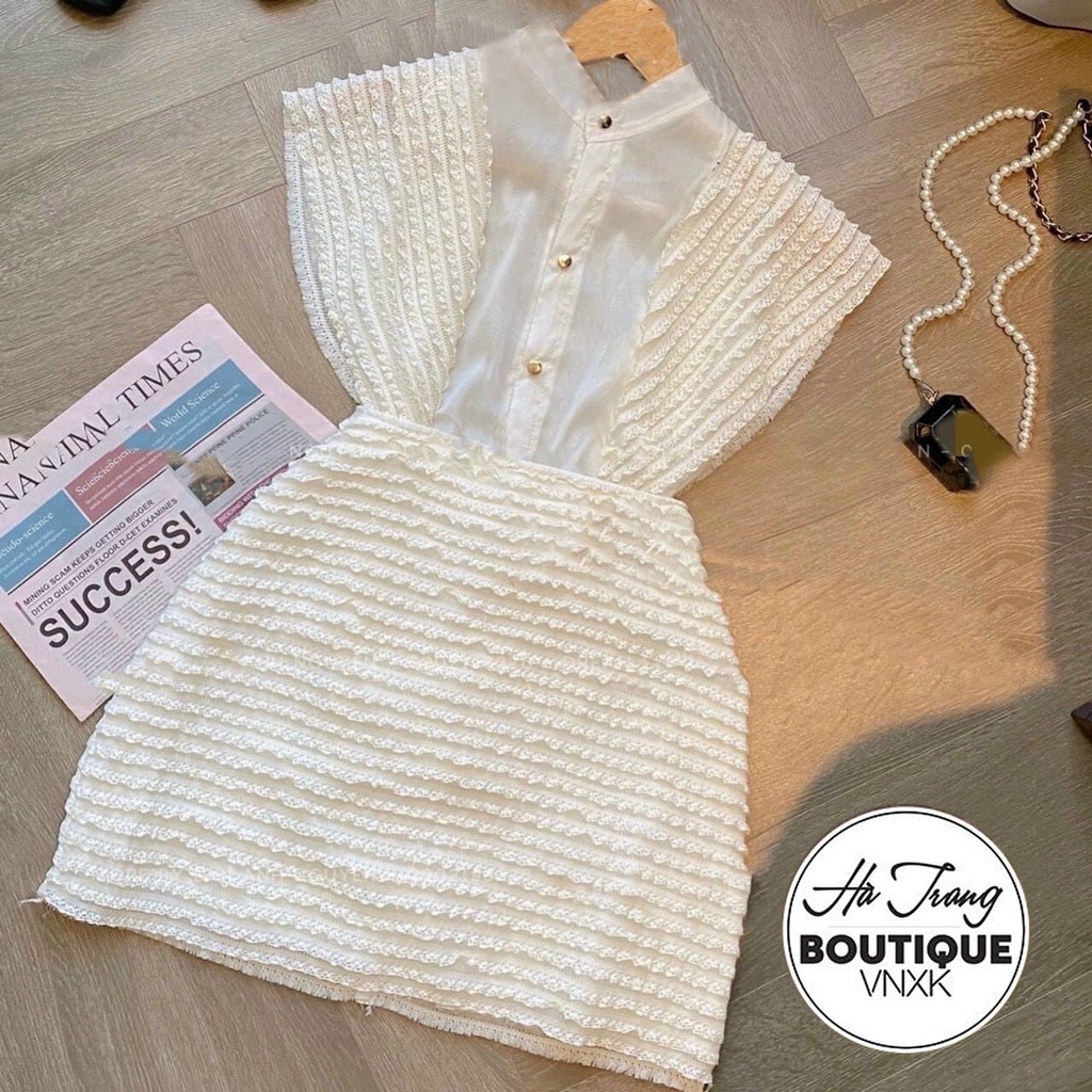 Sét Váy ren chân xếp tầng, Áo ren mêm Chân váy 2 lớp 5 SZ