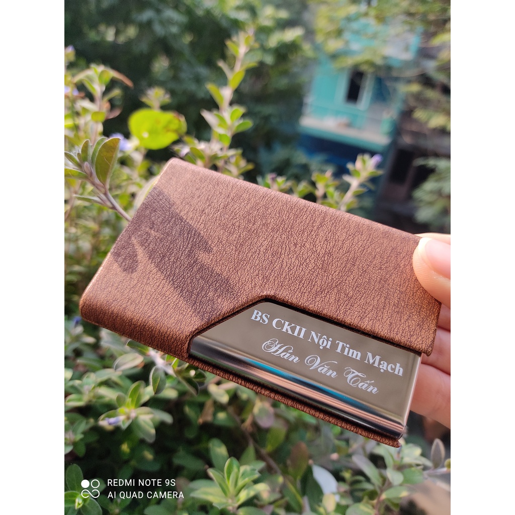 Ví namecard màu nâu sang trọng dành cho nam nữ, bán sẵn mẫu trơn
