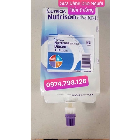 🌺Sữa Dinh Dưỡng Nutrison Diason 1000ml dành cho người tiểu đường - Túi Nuôi Ăn Nutrison Advanced Diason .