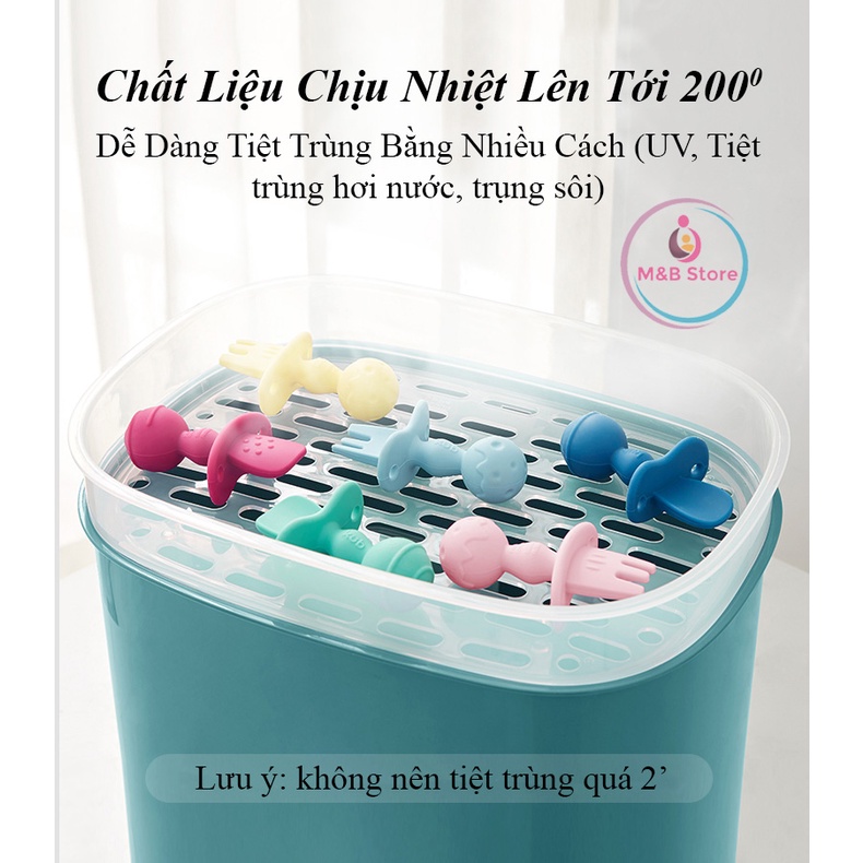 Bộ Muỗng Nĩa Tay Cầm Ngắn Silicon Mềm - KUB