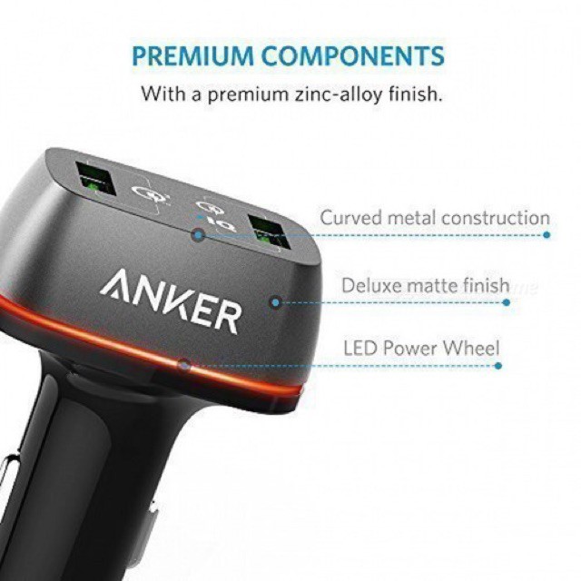 Sạc ô tô ANKER 2 cổng, 42w, Quick Charge 3.0 - A2224 Sạc ô tô ANKER 2 cổng, 42w, Quick Charge 3.0 - A2224