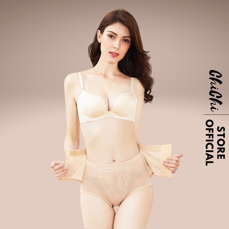 Quần Lót Nữ Thun Lạnh Gen Nịt Bụng Cạp Cao Có Móc Cài Thon Gọn Eo Định Hình Vòng 2 CHICHIBRA 668
