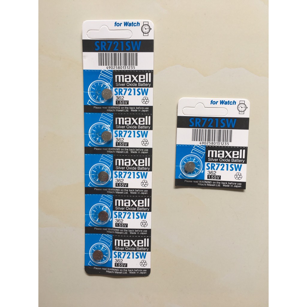 Vỉ  1 viên pin đồng hồ Maxell 721 SR721SW 362 HPM721 Nhật Bản