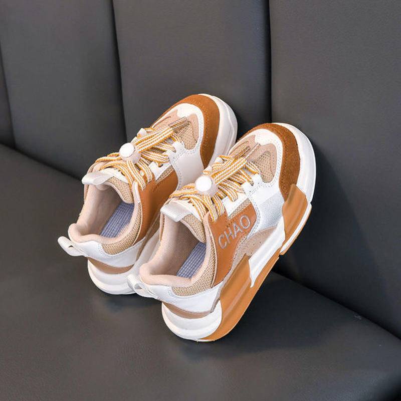 [Hàng Mới Về] Giày Thể Thao Thoáng Khí Đế Mềm Thoáng Khí Có Dây Buộc Phong Cách Xuân Thu Cho Bé Gái