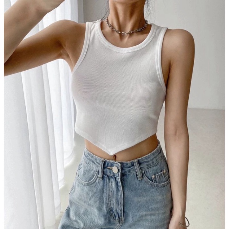 Áo Croptop 3 Lỗ Viền Tam Giác Áo Croptop Sát Nách Chất Thun Bozip Dày Dặn Hot Trend 2022