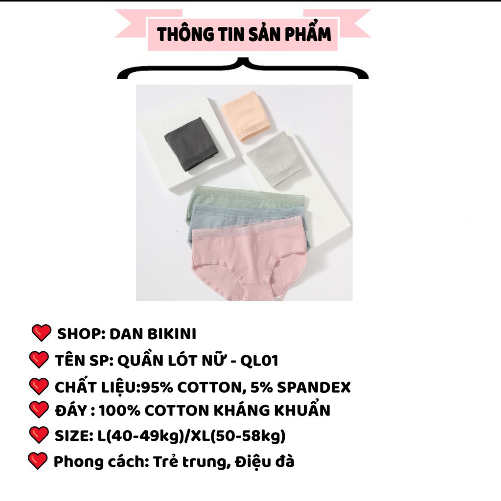 Quần Lót Nữ ❤️FREESHIP❤️ Quần Lót Nữ Cotton viền chun kẻ ô thoáng mát kháng khuẩn ôm dáng mã QL01