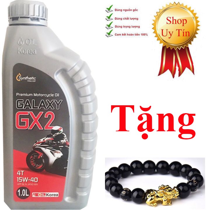Nhớt xe máy số Galaxy GX2 cao cấp Hàn Quốc - 1000ml - Tặng vòng tay tì hưu