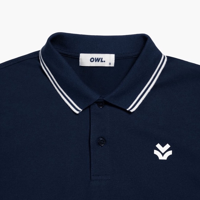 [Mã LTP50 giảm 50000 đơn 150000] OWL BRAND® Striped Polo - Áo thun có cổ màu xanh navy - OWL170621 | BigBuy360 - bigbuy360.vn