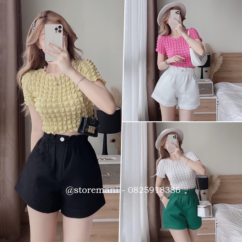 Quần short nữ lưng cao quần đùi nữ ống rộng nhiều vải mặc mát thấm mồ hôi màu mặc ở nhà đi chơi biển đẹp cá tính