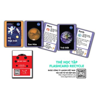 Thẻ Flashcard về HỆ MẶT TRỜI ( sản phẩm tái chế từ vỏ hộp sữa của Lagom)