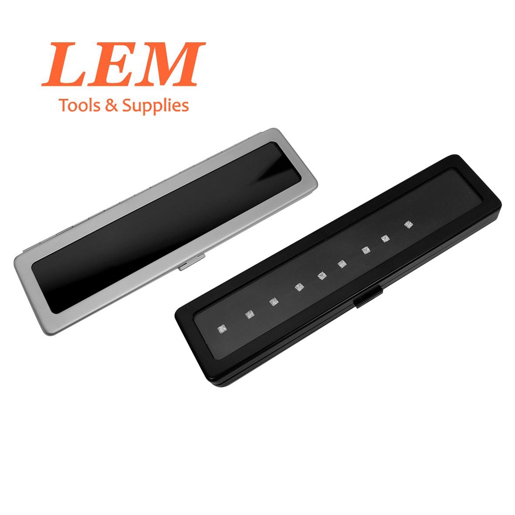 Lemtools Hộp Đựng Trang Sức Dáng Dài Bằng Kim Loại Màu Đen / Bạc Đính Đá Quý Trưng Bày
