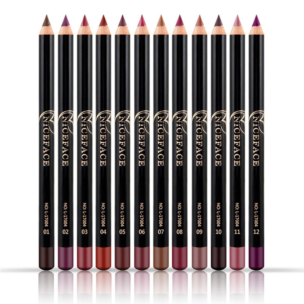[Hàng mới về] Chì kẻ môi tông lì trang điểm chống nước lâu trôi 12 màu tuỳ chọn