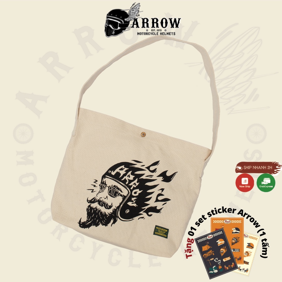 Túi tote đeo chéo Arrow túi canvas vải bố mộc không nhuộm hóa chất - Arrowshop