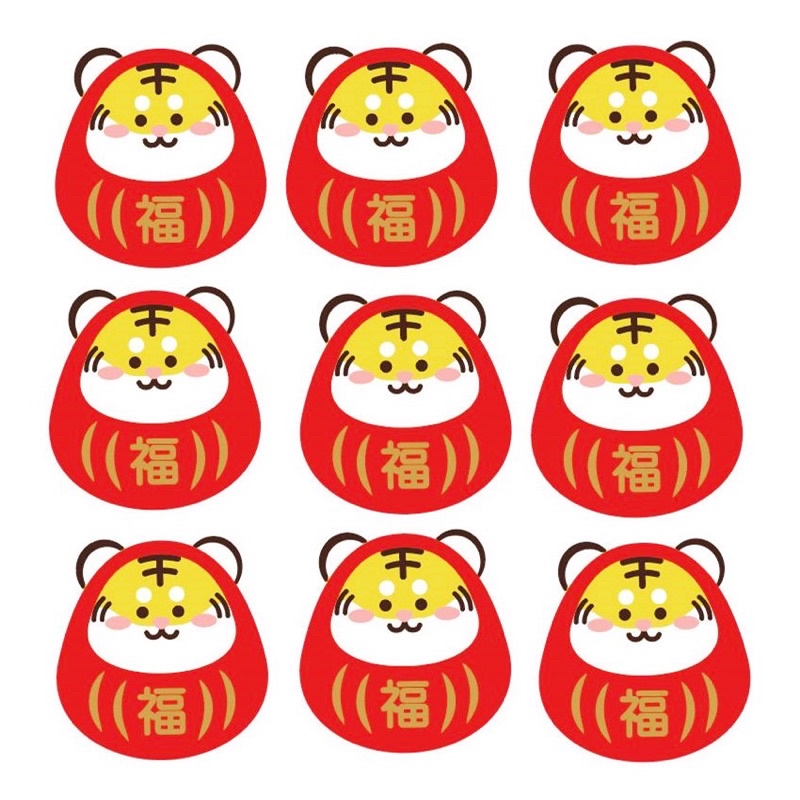 Set 6 nhãn dán chú lân, chú hổ chúc Tết size 3.8 cm