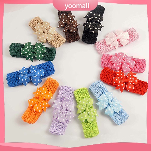 Băng Đô Cài Tóc Phối Hoa Chấm Bi Cho Bé Gái