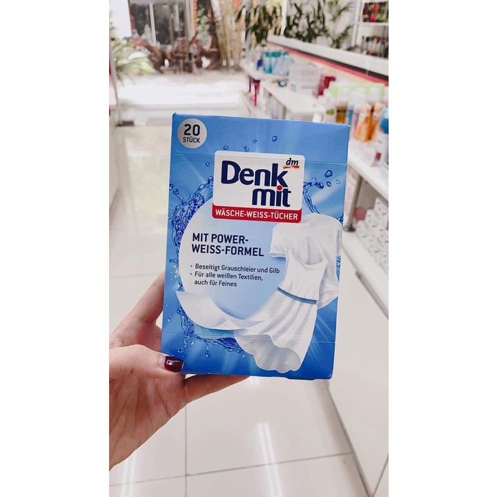 Hộp 20 miếng giặt tẩy trắng quần áo Denkmit chuẩn hàng Đức