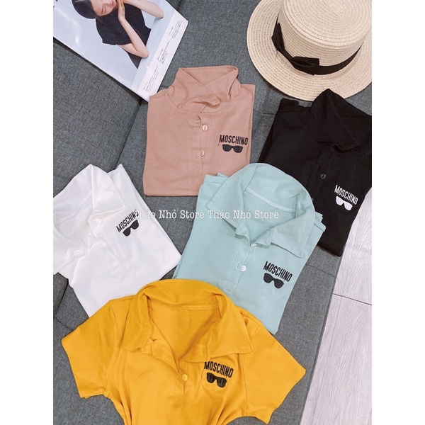 áo thun ôm tay ngắn cổ bẻ in logo(hình thật shop Thảo Nhỏ Store chụp )