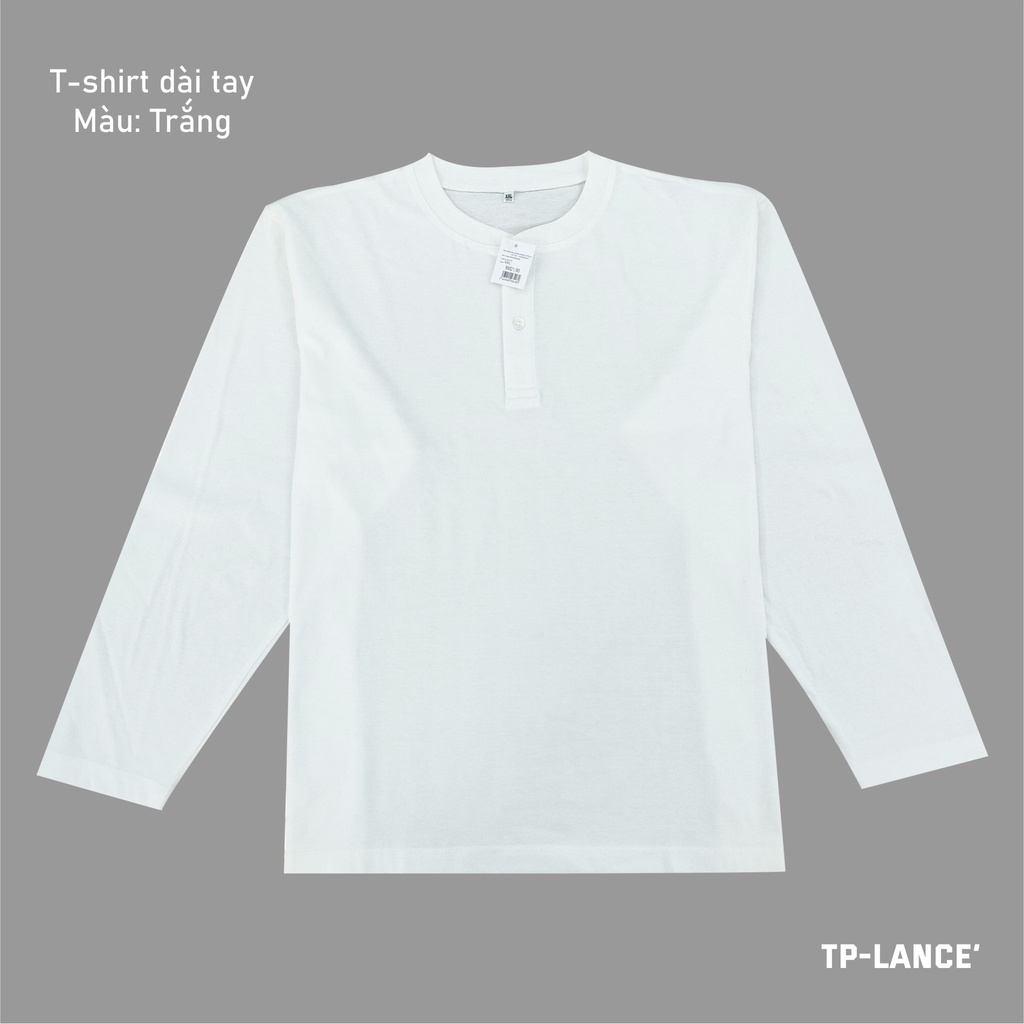 Áo thun trơn dài tay NAM NỮ TP-Lancé vải cotton phông co giãn 4 chiều form basic / Trắng
