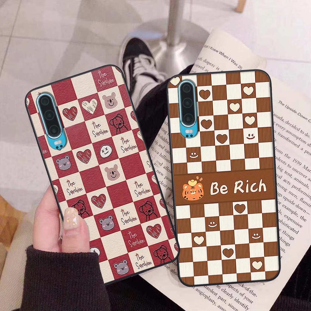 Ốp Huawei P30 / P30 Pro gấu Bear rick caro vuông thời trang siêu đẹp