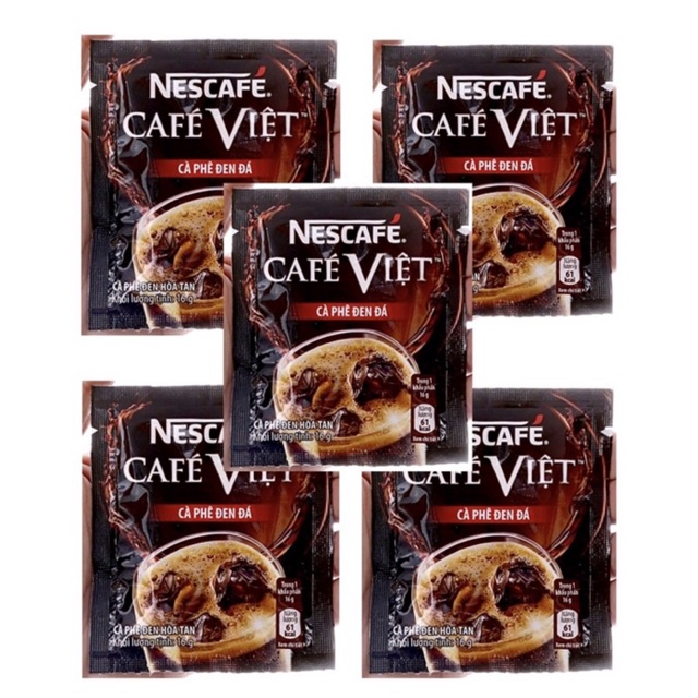 [Tân Phú] COMBO 5 gói Cà phê ĐEN ĐÁ hoà tan NesCafe-Café Việt x 16g
