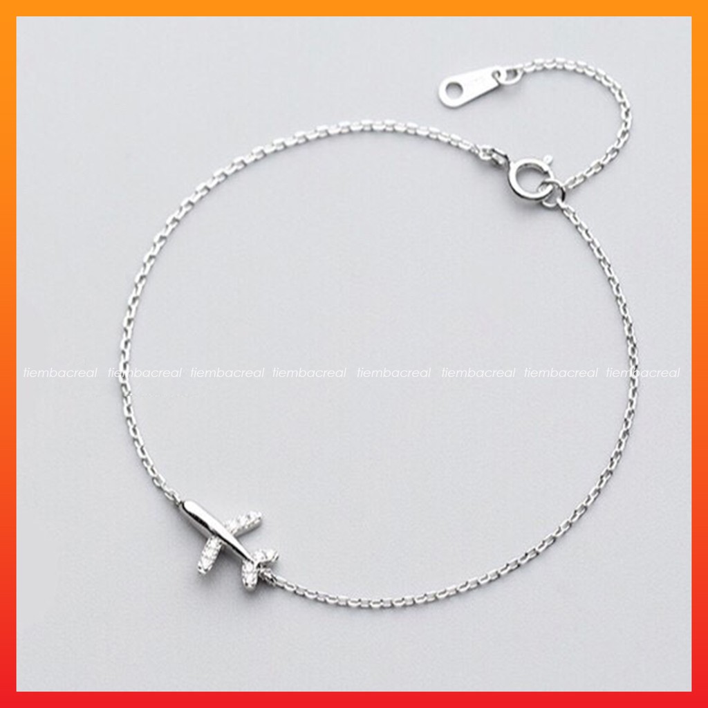 Lắc tay máy bay ý chất liệu bạc ta nguyên chất, lắc tay bạc đính đá tinh tế | BigBuy360 - bigbuy360.vn