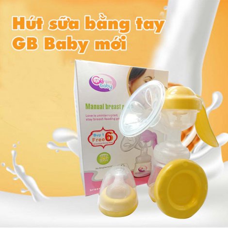 Hút Sữa cầm Tay GB Baby + bình đựng +Tặng kèm 6 túi trữ Sữa 250ml+ Túi Vải