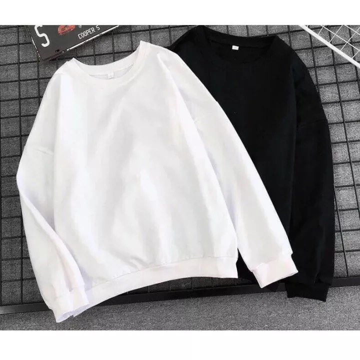 Áo Sweater unisex nam nữ Yogil chất nỉ hai màu đen trắng AS01