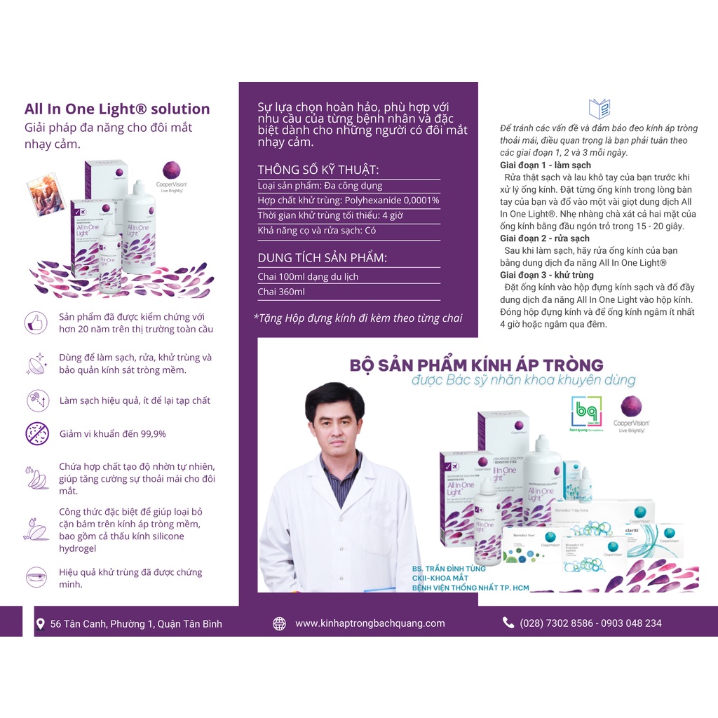 Nước Ngâm Contact Lens Kính Áp Tròng Abbott Mỹ CooperVision Light  Date Mới, Chính Hãng