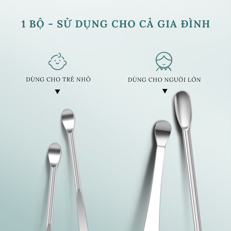 Bộ Lấy Ráy Tai, Bộ Ngoáy Tai 6 Món Thép Không Gỉ An Toàn Cho Cả Gia Đình