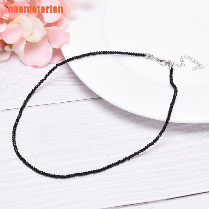 Vòng cổ choker kiểu chuỗi hạt đá pha lê nhân tạo màu đen quyến rũ thời trang