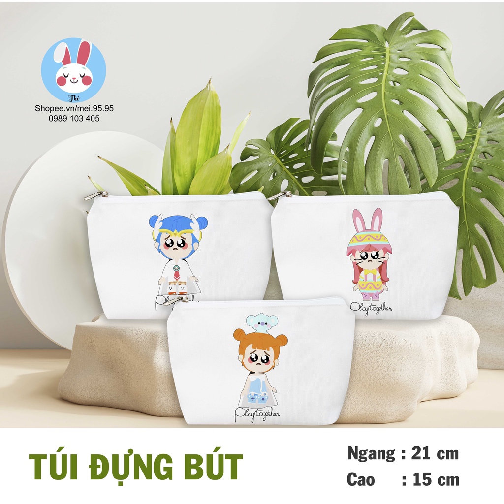 Túi đựng bút, túi đựng viết Play Together phong cách Hàn Quốc , Mẫu Truz, Bong bóng xà phòng, Trứng phục sinh