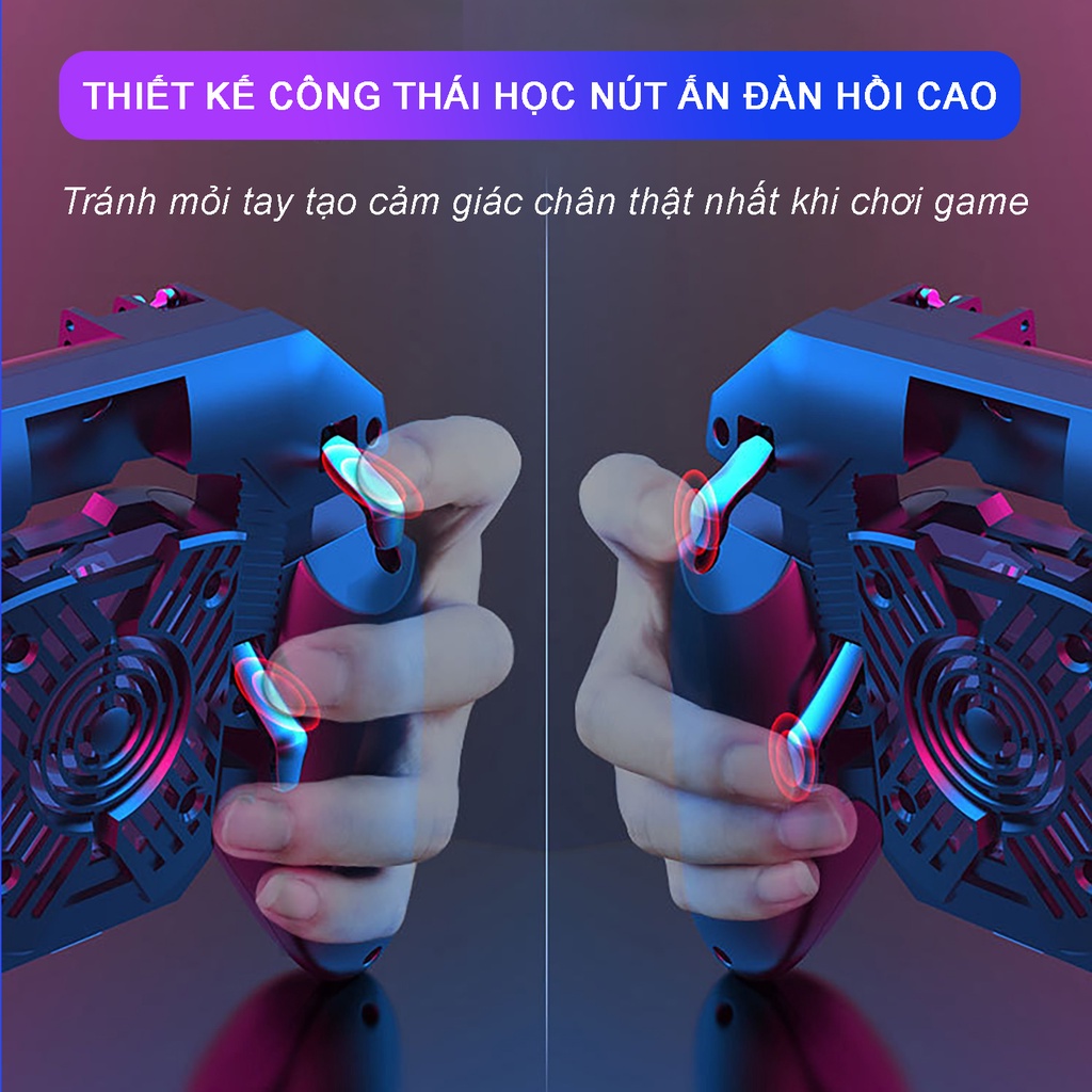 Tay cầm chơi game kèm quạt tản nhiệt sò lạnh SIDOTECH MEMO DL88 thao tác 6 ngón hỗ trợ ghìm tâm chơi PUBG FreeFire COD