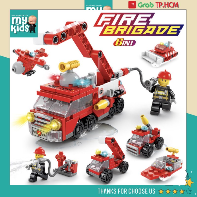 Bộ đồ chơi mô hình lắp ráp KIỂU LEGO XE CỨU HOẢ 6 IN 1 (142 Chi tiết) (6 KIỂU LẮP TRONG 1 HỘP SẢN PHẨM)