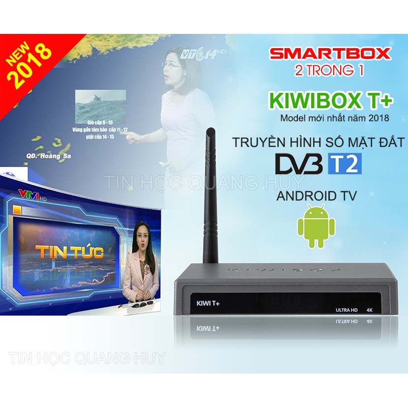 Kiwibox T+ Đầu thu DVB T2 tích hợp Android TV