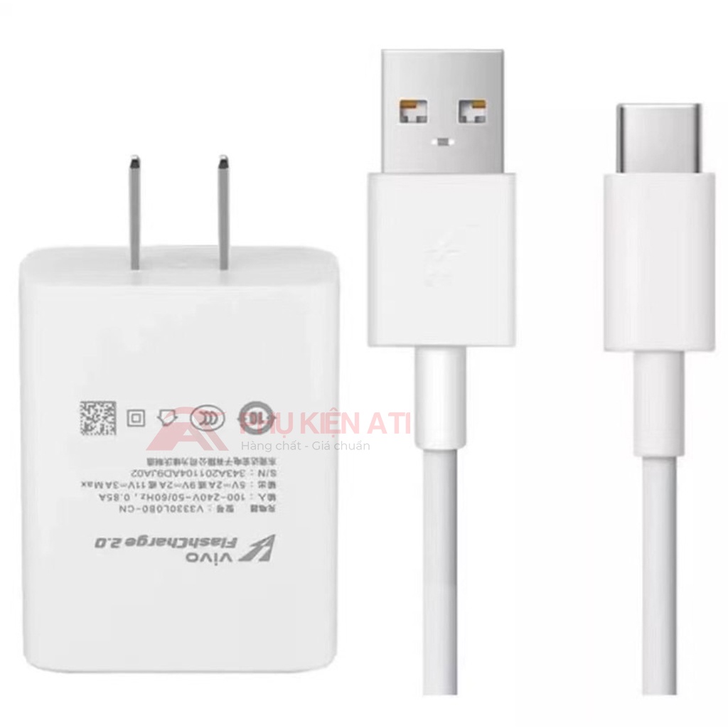 Bộ Sạc Vivo sạc nhanh 33W cho vivo X30, Công Nghệ Flash Charge 2.0, USB-TYPE-C-Bảo hành 12 Tháng - Phụ kiện ATI