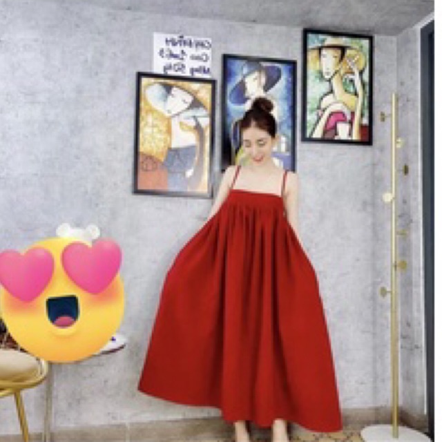 Đầm Dây Babydoll Da Lộn Fom Rộng Siêu Cưng Có Túi