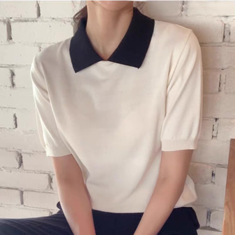 Áo len ngắn tay cổ đức