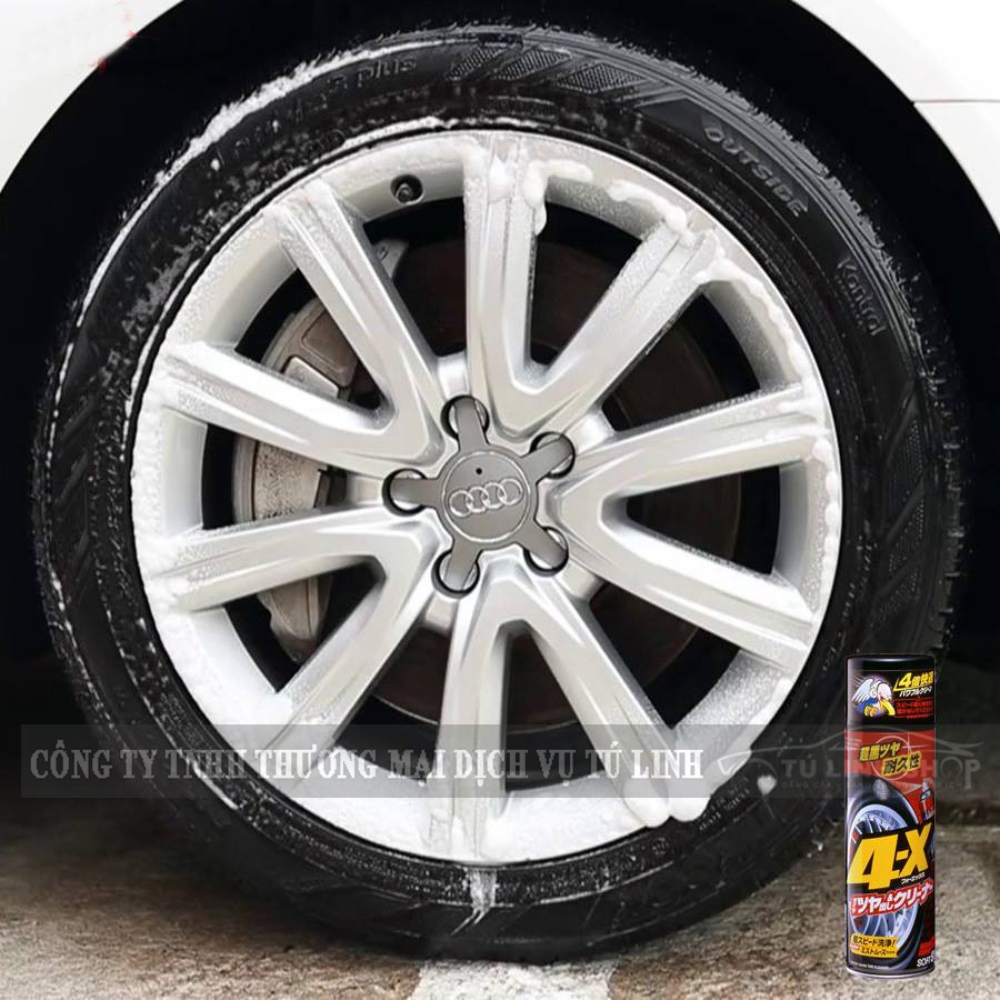 Chai xịt phủ bóng &amp; Vệ sinh lốp Xe 4-X TIRE CLEANER - SOFT99 (JAPAN)