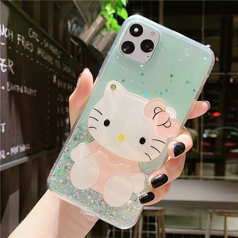 Ốp Điện Thoại tpu Kèm Gương hello kitty Cho iphone 15 14 13 12 11 pro max mini se 2020 x xs max xr 6 6s 7 8 plus